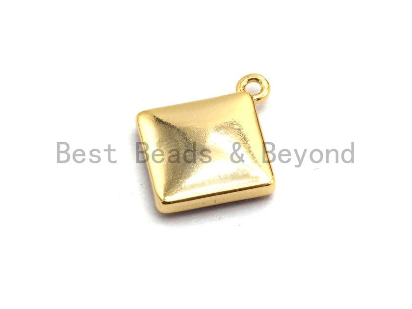 100% Natural Color HOT Pink Shell Diamond Shape Charm in Gold/Silver Finish,Fuchsia Pink Shell Pendant,Pink Shell Charm, 13x16mm,SKU#Z329