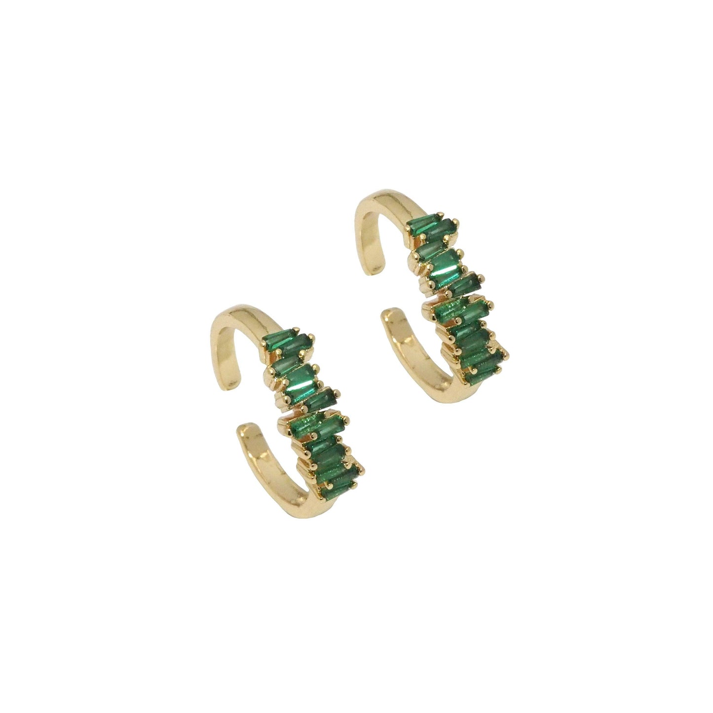 Gold Clear Green Baguette CZ Adjustable Ring, Sku#LK807