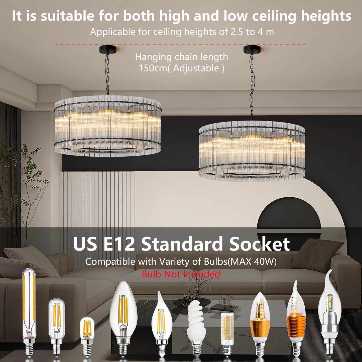 37" Modern Gold Round Chandelier