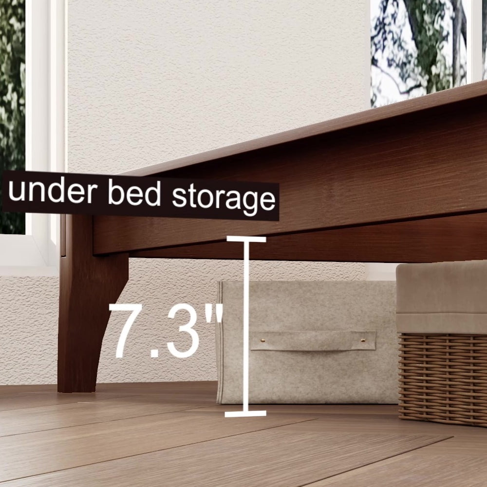 King Size Solid Dry Bamboo Wood 12 Inch Platform Bed