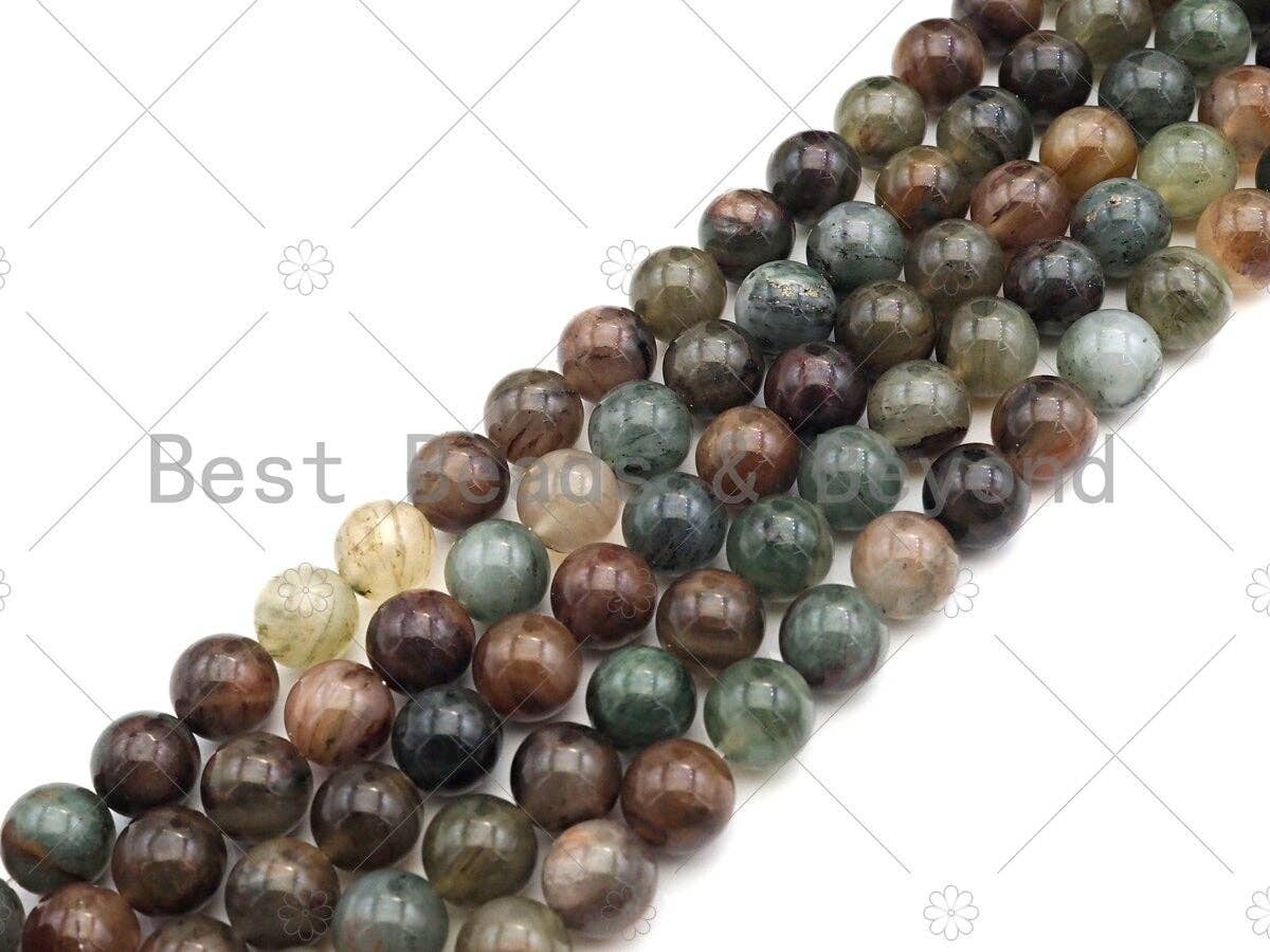 Natural Quality Colorful Phantom Round Smooth Beads, 6mm/8mm/10mm Genuine Agate, 15.5'' Full Strand, Sku#U1064c