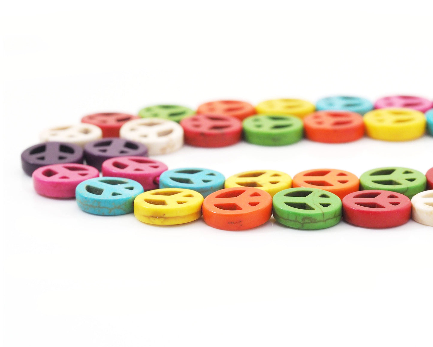 12mm Multicolor Howlite Peace Sign Beads, Sku#U1445