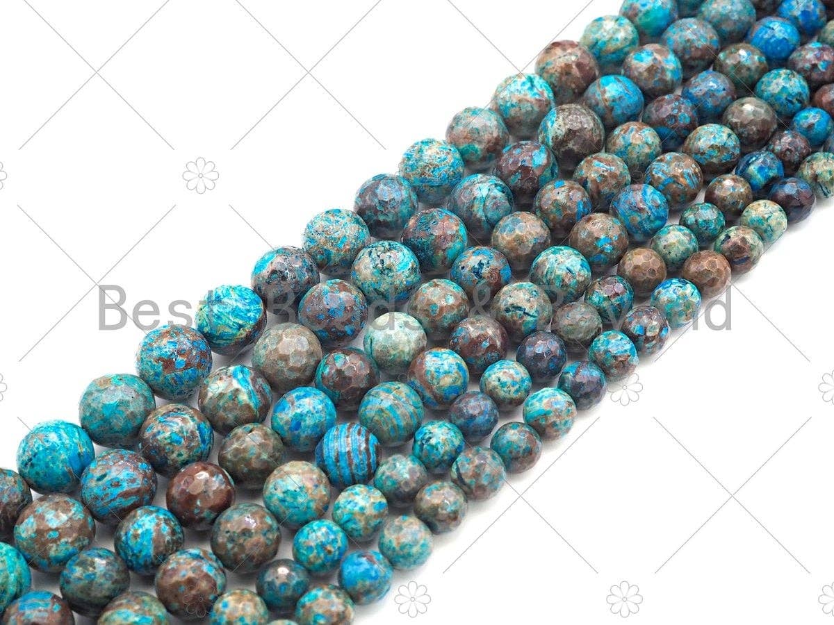 Natural Quality Blue Oak Jasper Round Faceted Beads,6mm/8mm/10mm/12mm/14mm Jasper, 15.5'' Full Strand, Sku#U1140