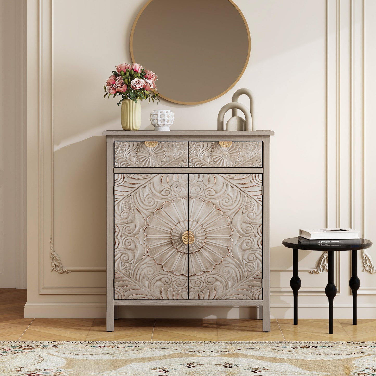 Hand-Carved Accent Cabinet
