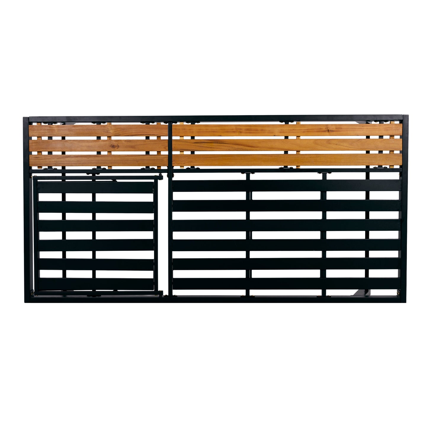 Black Iron + Teak Finish Chaise Lounge Frame