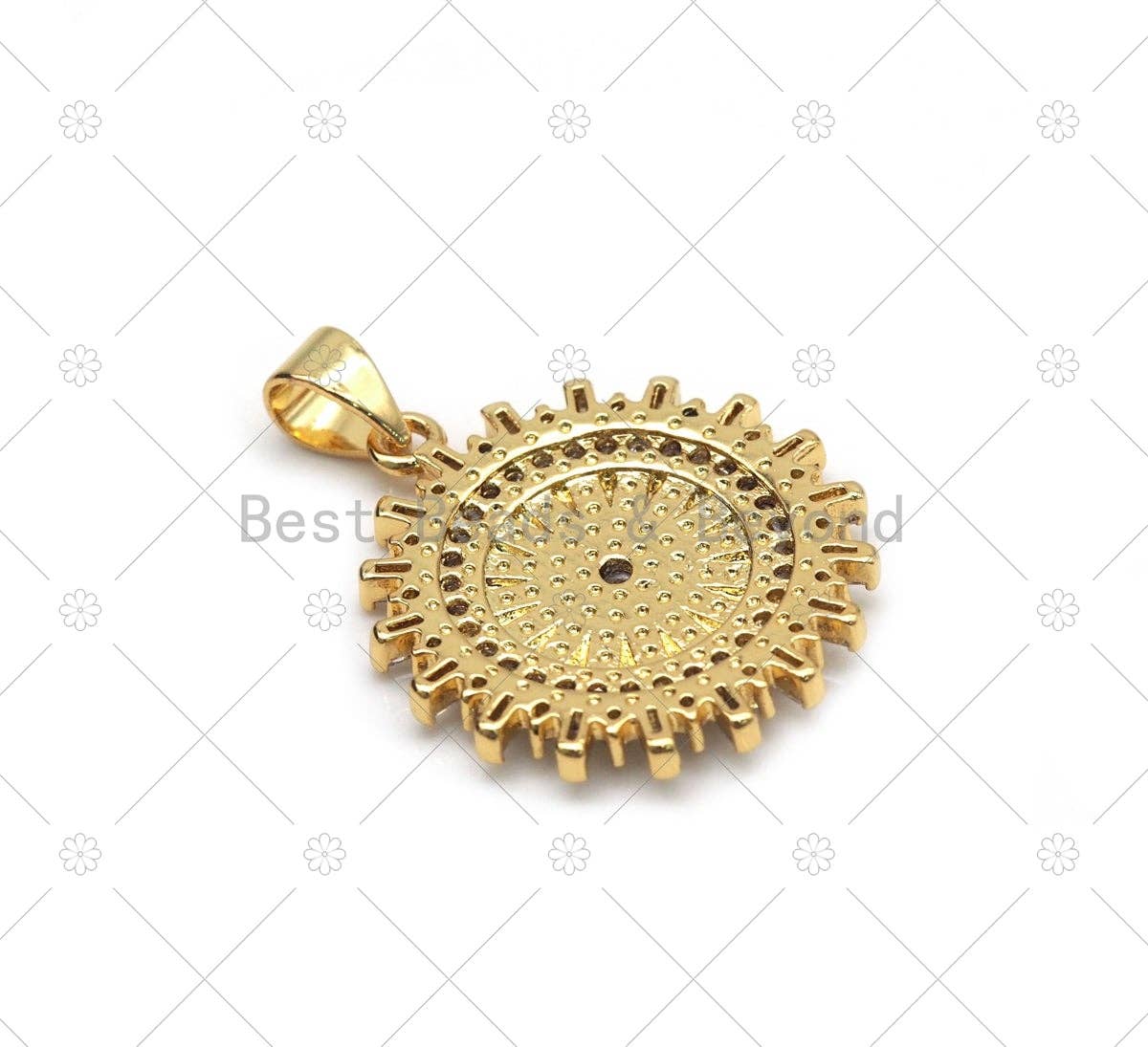 CZ Radical Coin Wheel with baguette CZ Charm, Sku#LK560