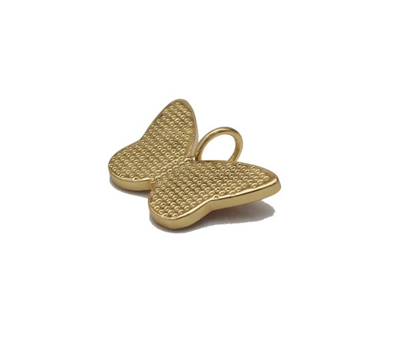 Gold CZ Enamel Butterfly Charm, 20x29mm, Sku#LK729