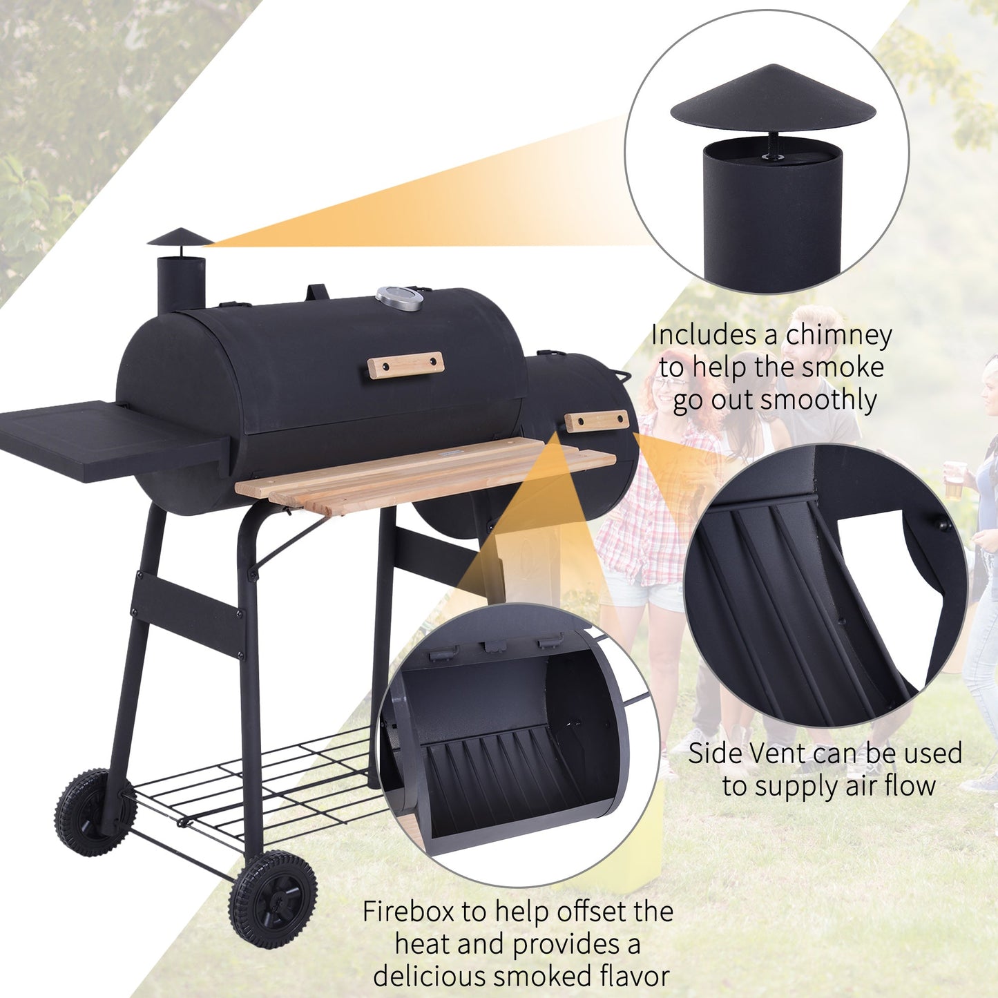 Outsunny 48" Steel Portable Backyard Grill