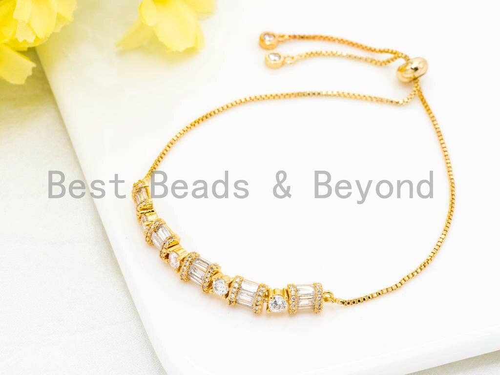 Adjustable Bracelet,Clear CZ Bezel /Tube bracelet, SKU#P23
