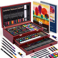 Coffret de luxe 175 pièces – Crayons, crayons de couleur et peintures acryliques dans une mallette en bois