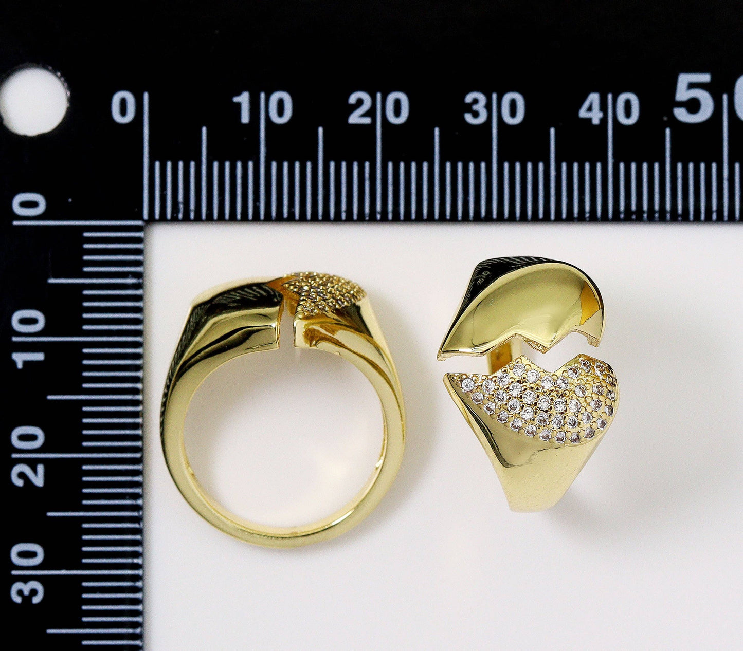 CZ Pave Broken Heart Ring, Sku#LK742