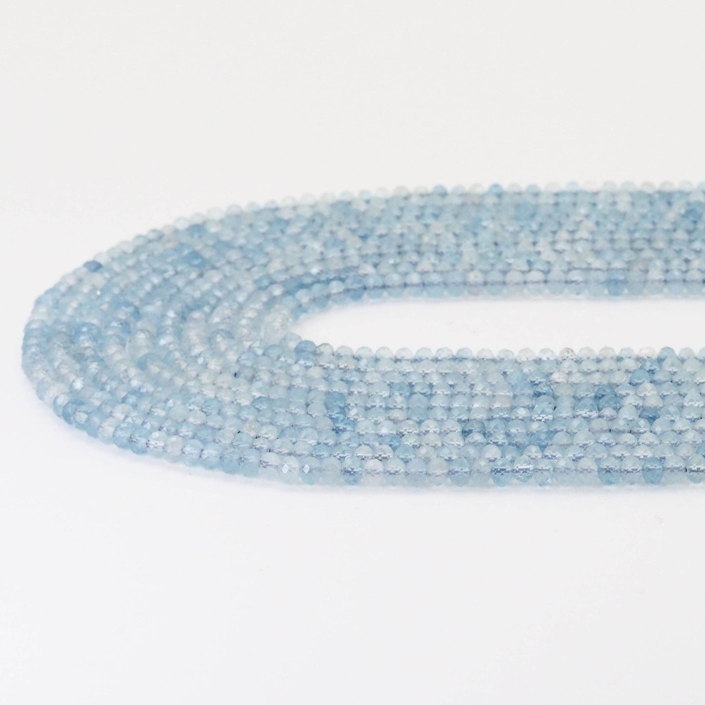Genuine Aquamarine Faceted Rondelle beads, Sku#U1696