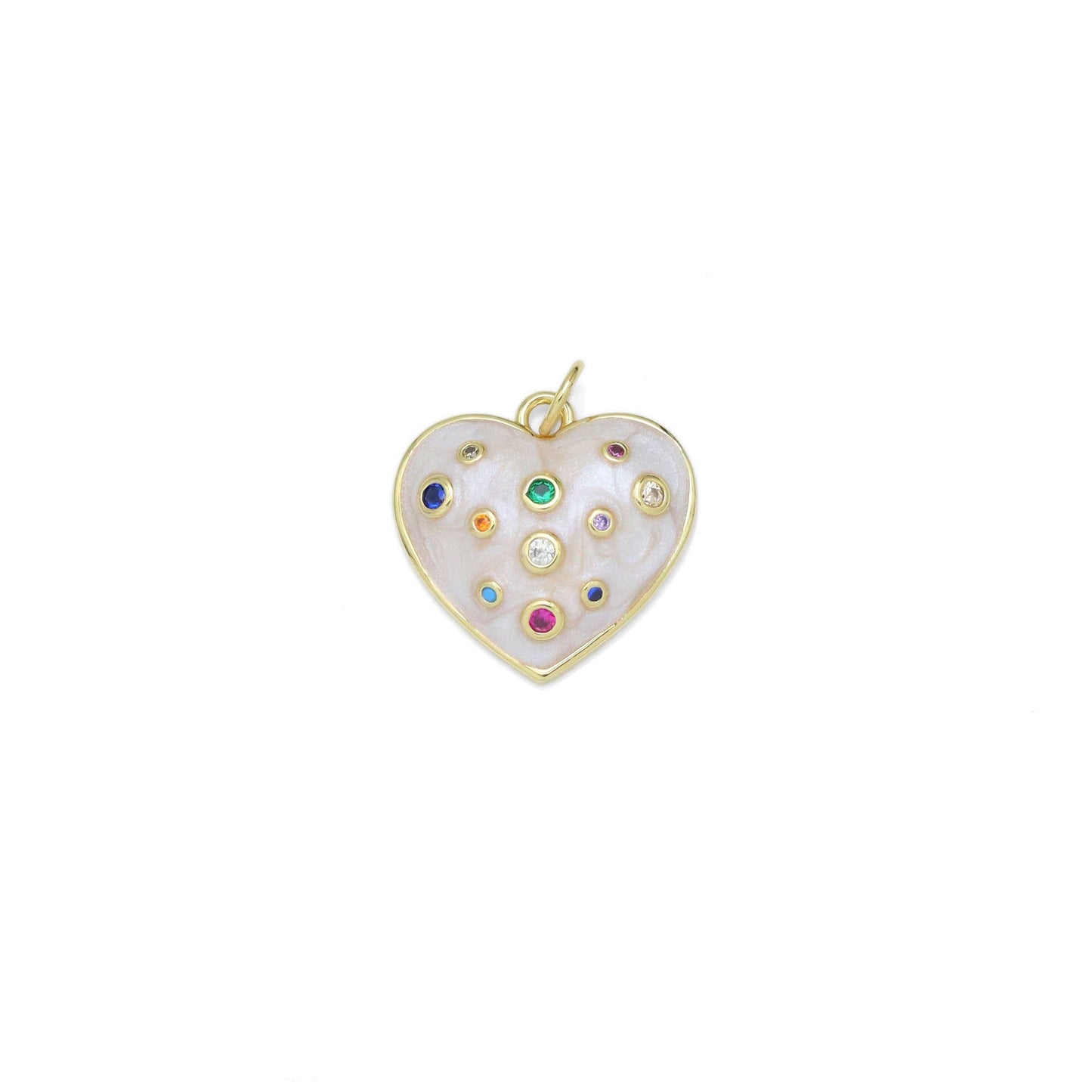 Colorful CZ Enamel Heart Pendant Charm, Sku#Y950