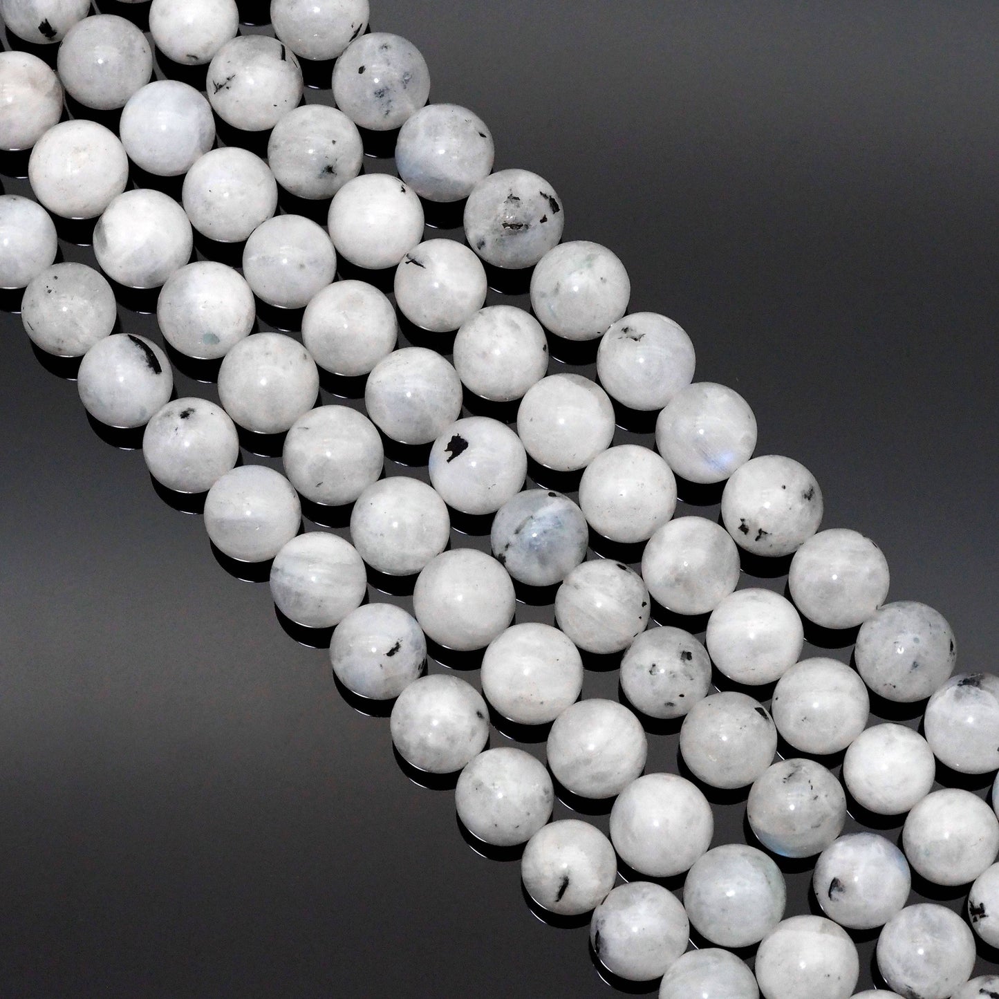 Genuine Tourmalated Blue Moonstone, 6mm/8mm/10mm Round Smoot