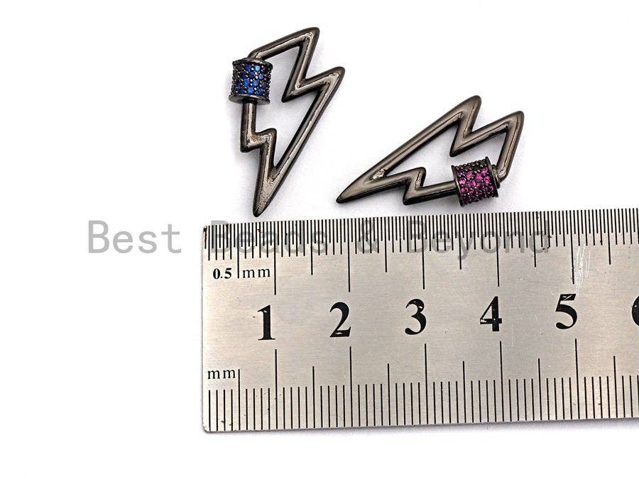 Colored Connector CZ Micro pave Lightning Bolt Clasp, Green/Fuchsia/Cobalt/Purple/Turquoise CZ Pave Clasp,15x28mm, sku#H153