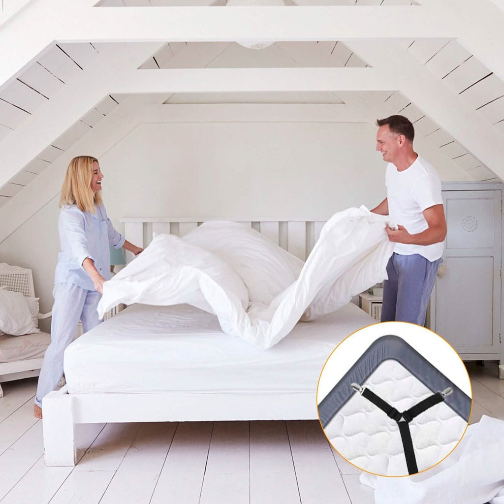 Attaches-draps élastiques réglables en croix pour le maintien des draps