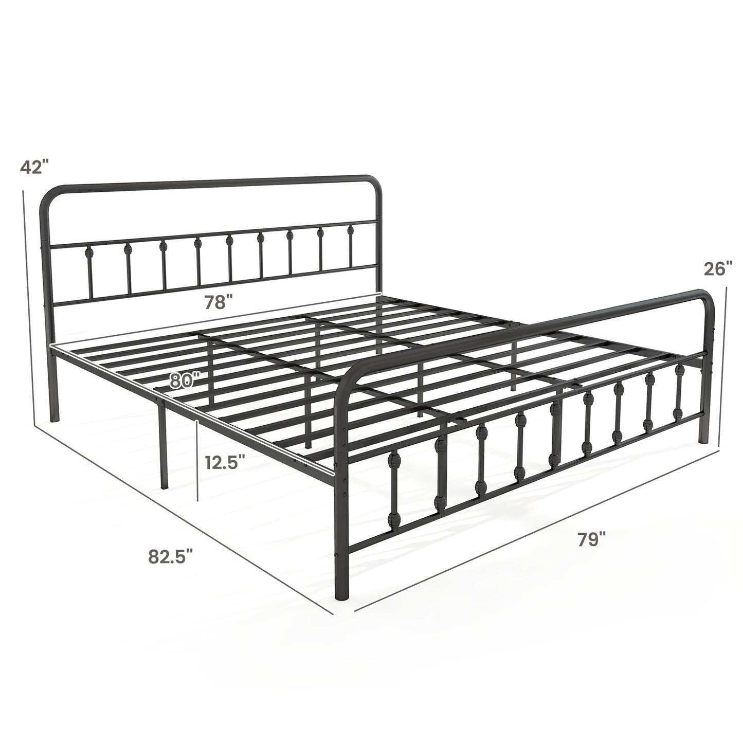 Bed Frame with Headboard and Under Bed Storage Black
