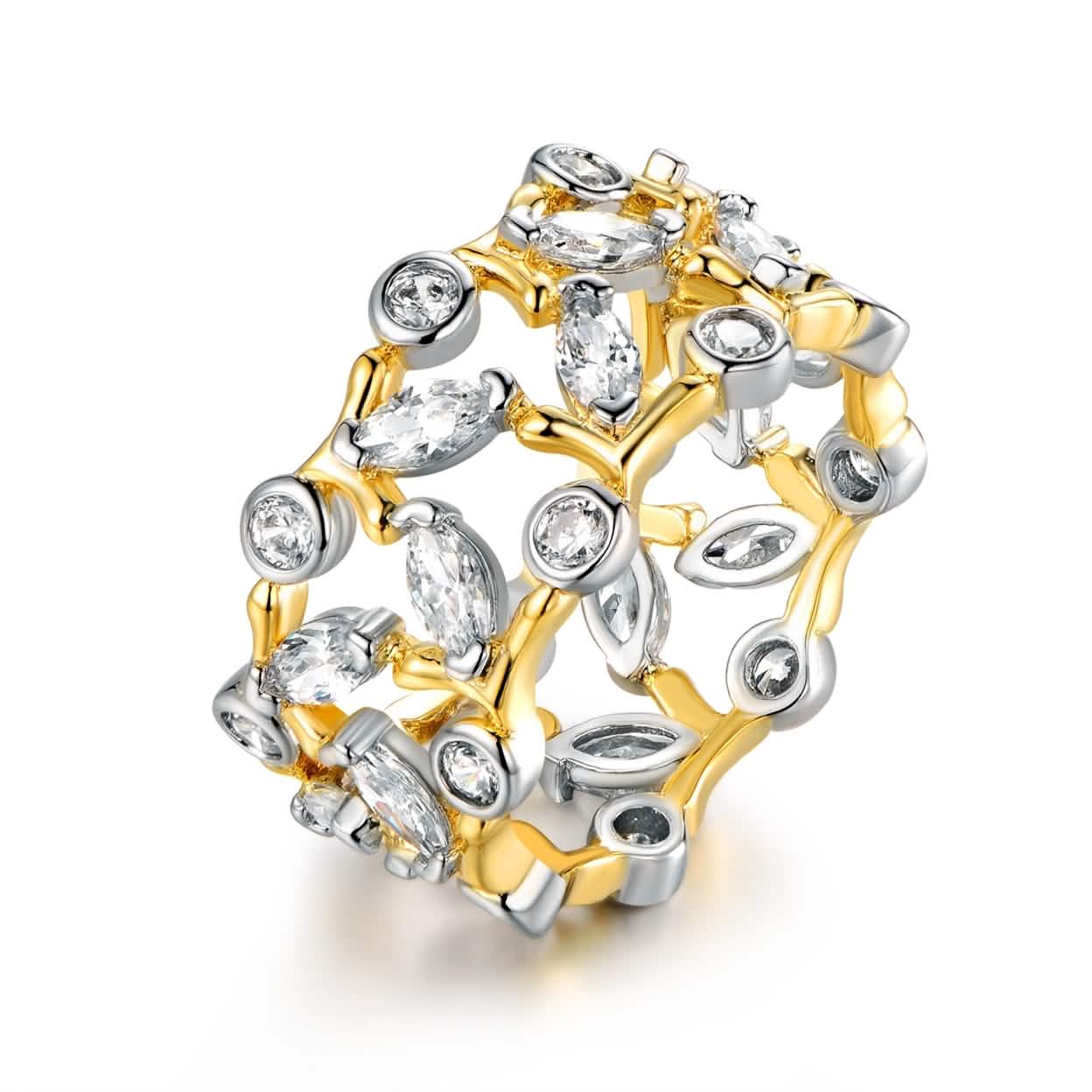 Rhodium Plated Cubic Zirconia Ring - Size: 8