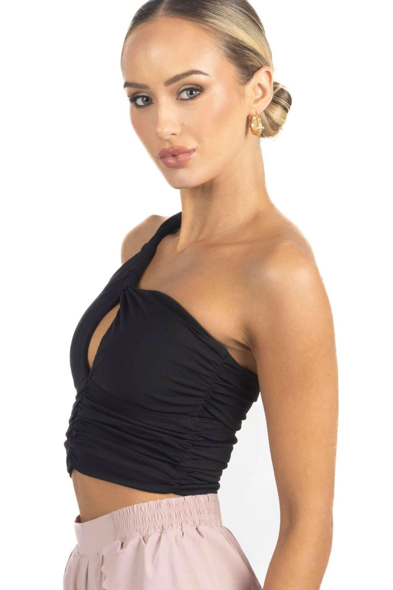 Belle Drapped Activewear Sportsbra in Black