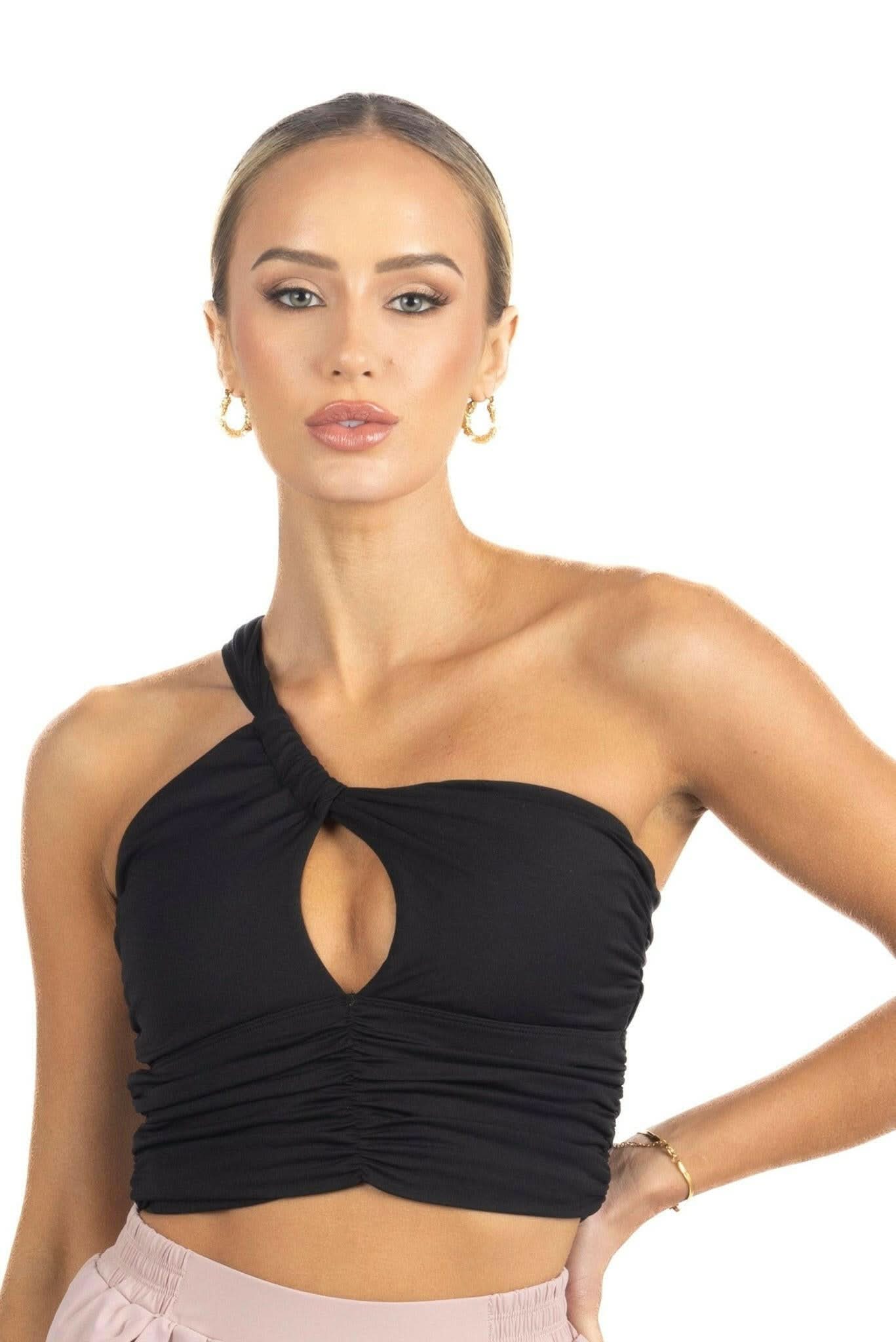 Belle Drapped Activewear Sportsbra in Black