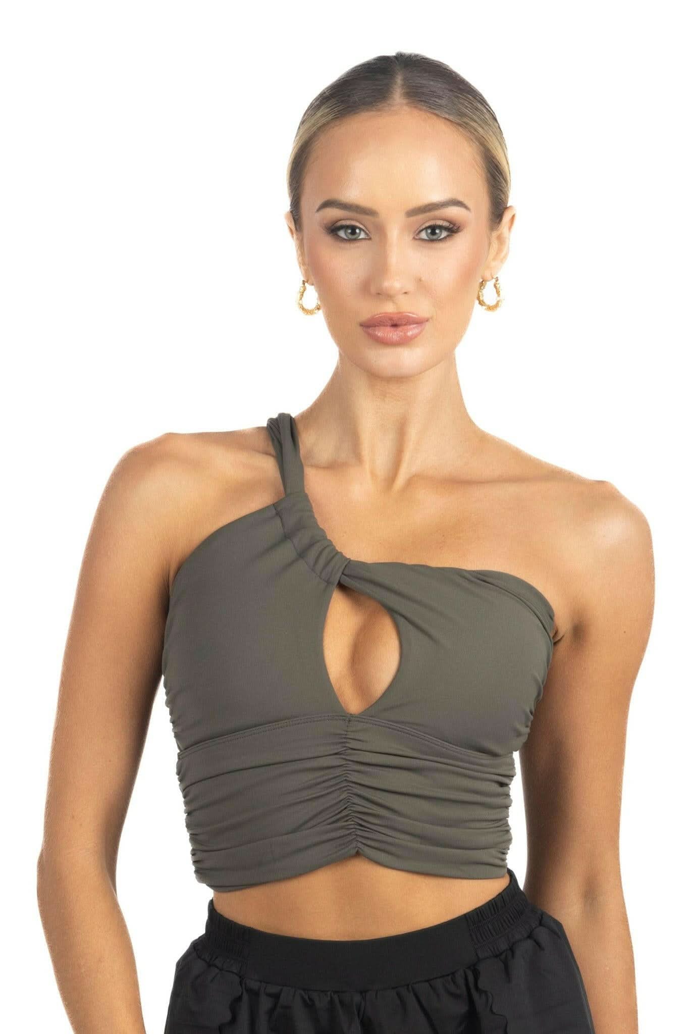 Belle Drapped Activewear Sportsbra in Dark Green