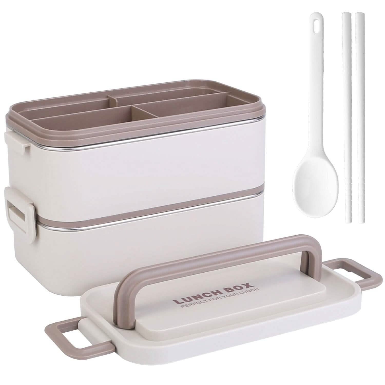Bento Lunch Box 3 Stackable Food Container with Chopsticks and Spoon