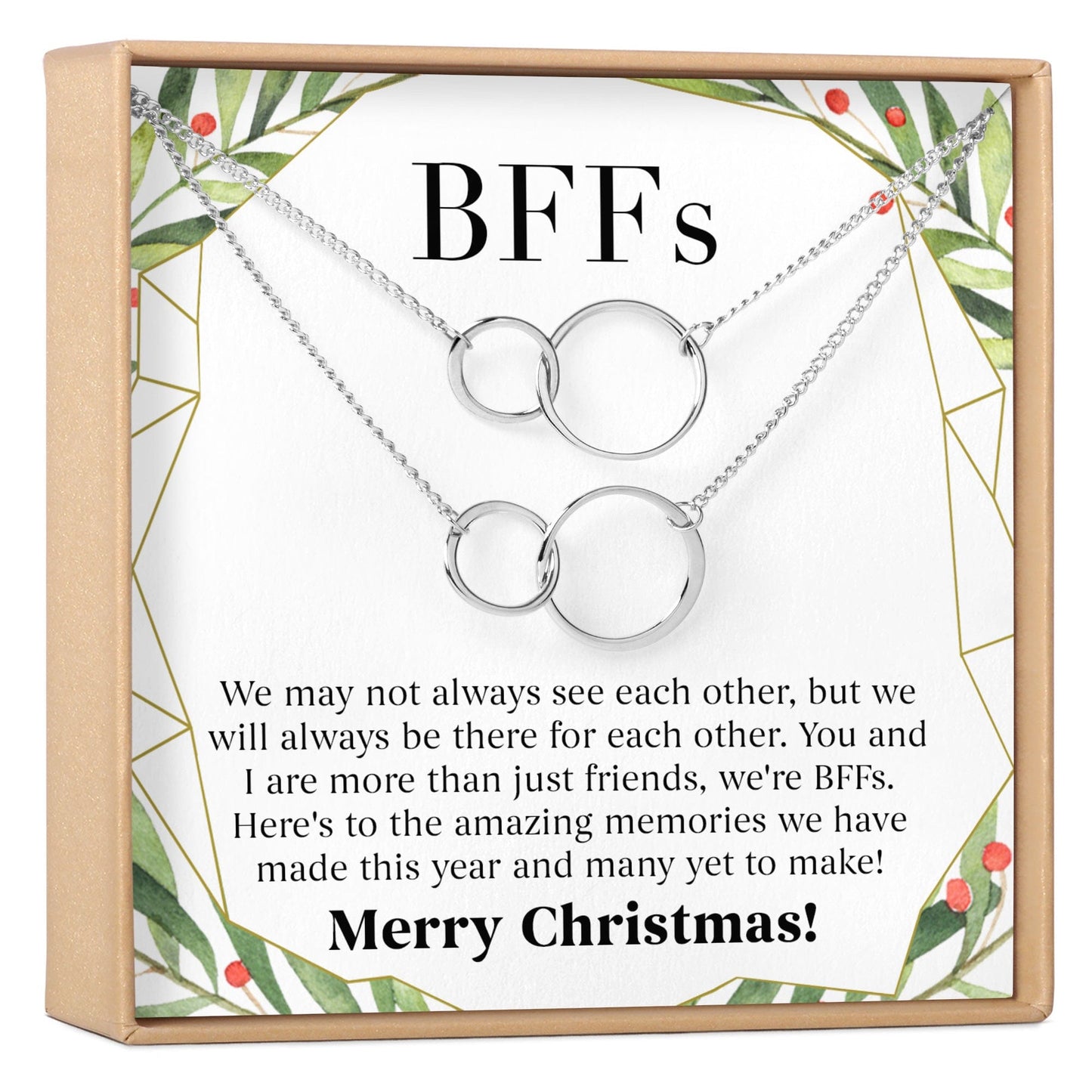 Besties Christmas Double Circles Necklace Set