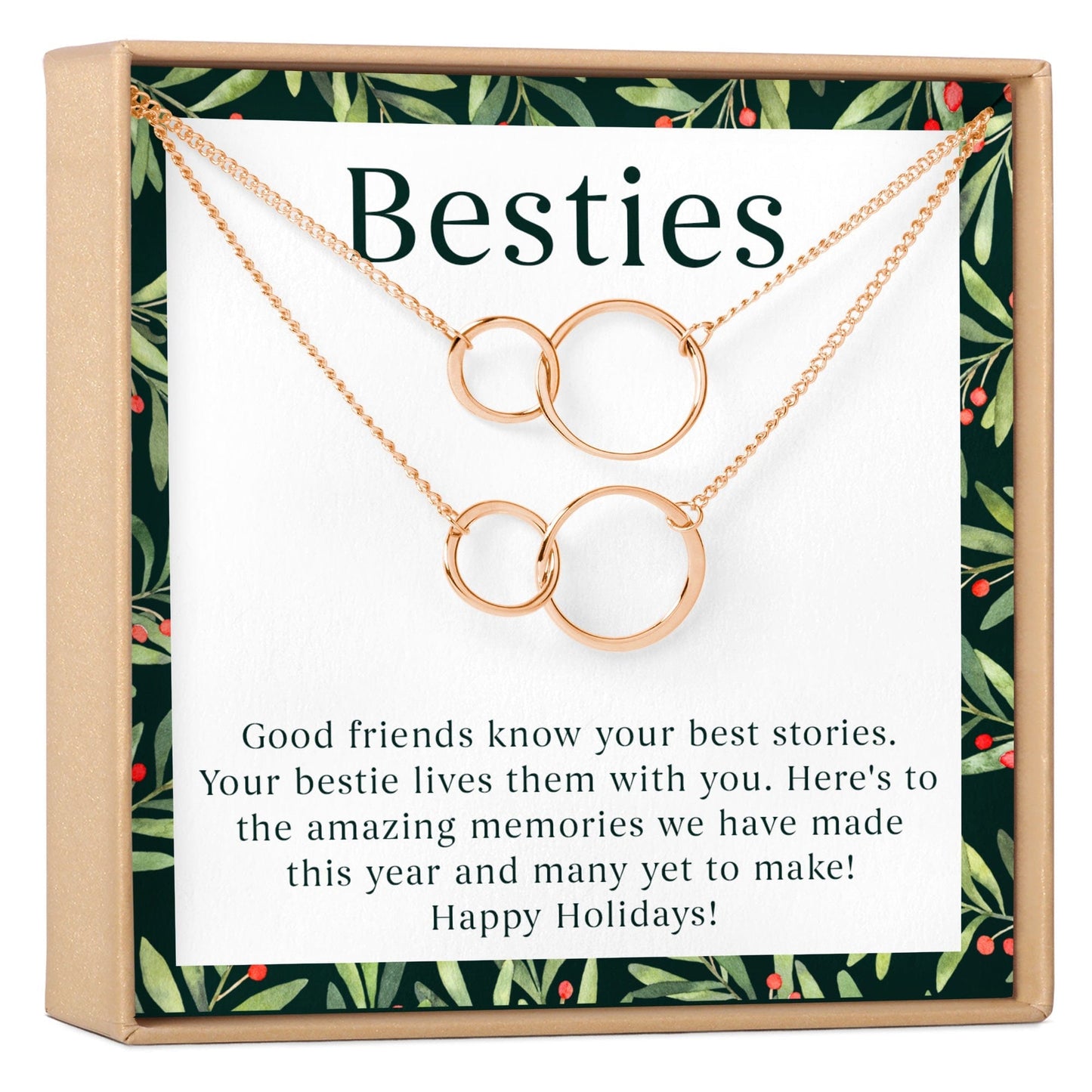Besties Christmas Double Circles Necklace Set