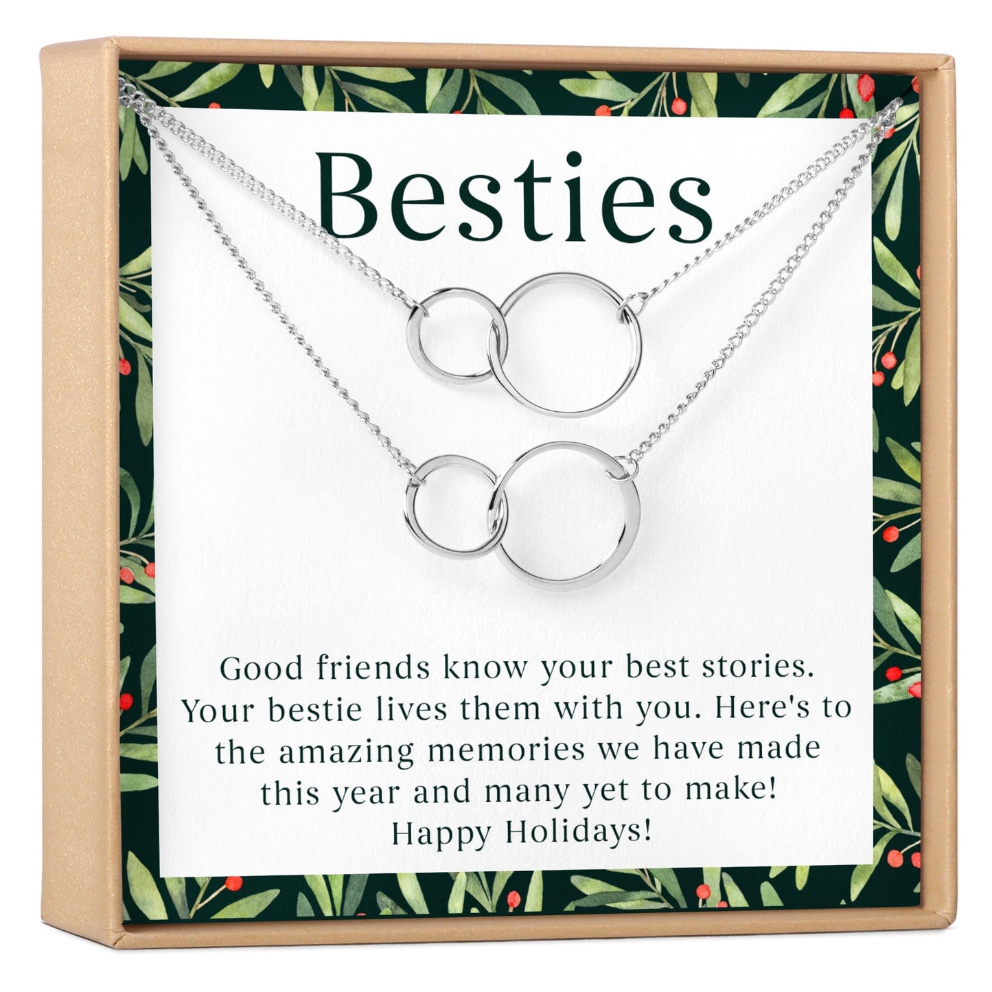 Besties Christmas Double Circles Necklace Set