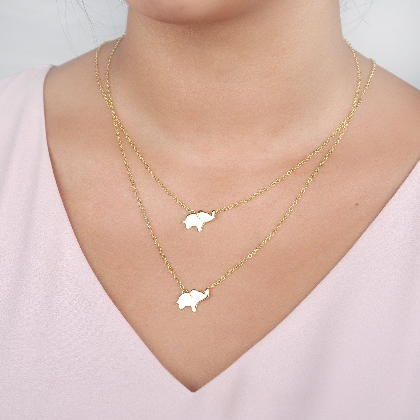 Besties Christmas Elephant Necklace Set