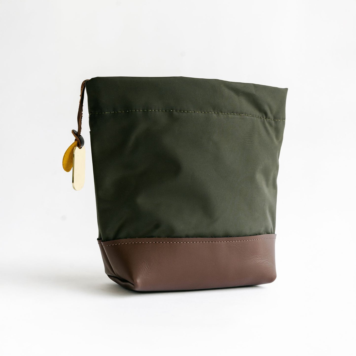 Betsy Bucket Bag | Fatigue Nylon + Brown Leather