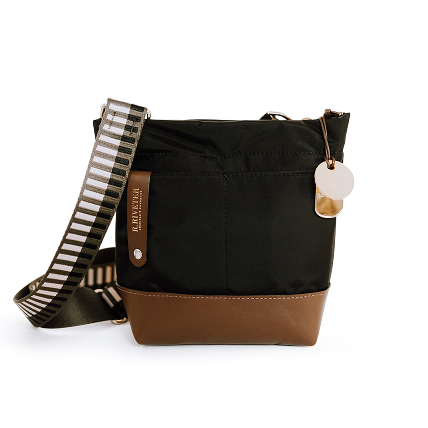 Betsy Bucket Bag | Black Nylon + Brown Leather