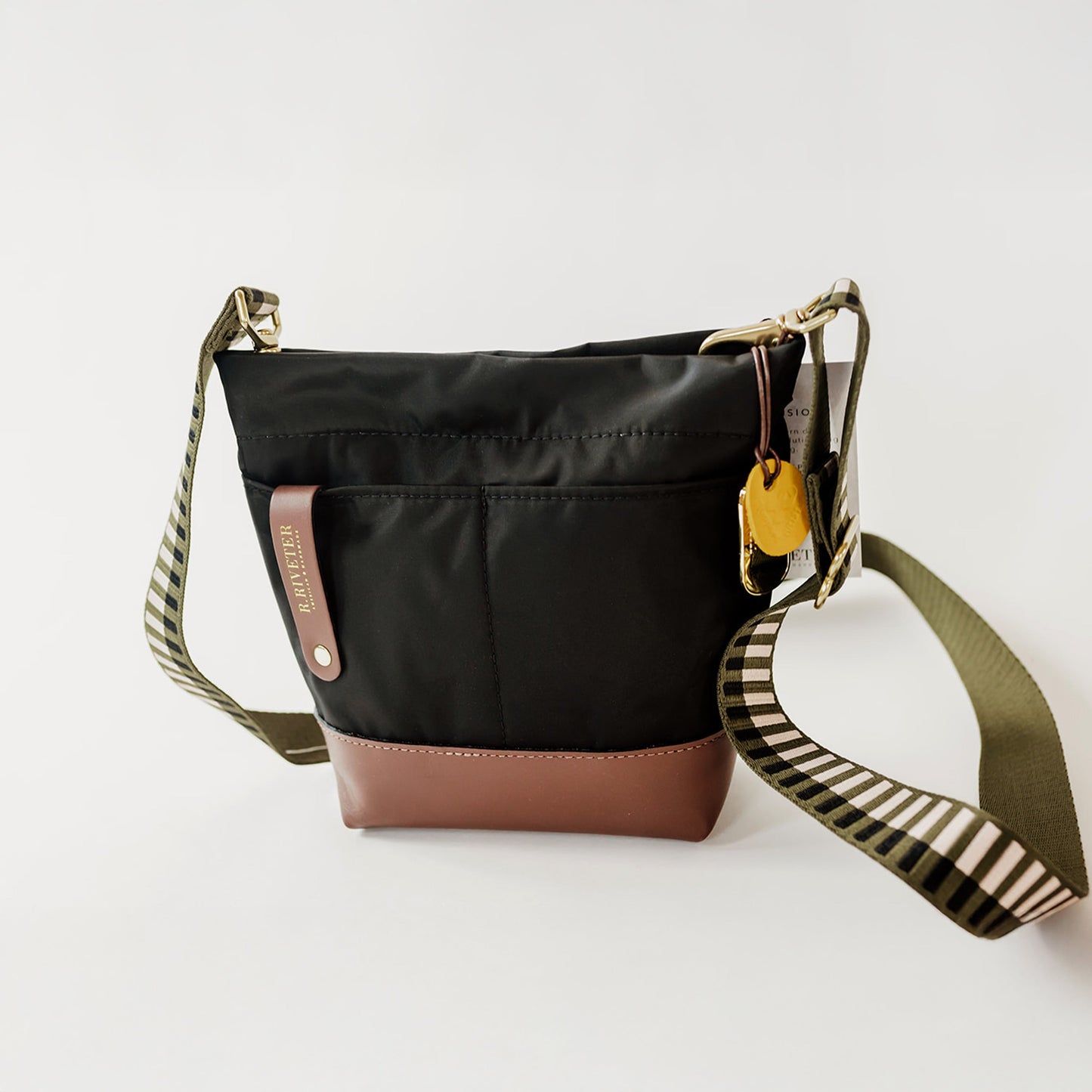 Betsy Bucket Bag | Black Nylon + Brown Leather