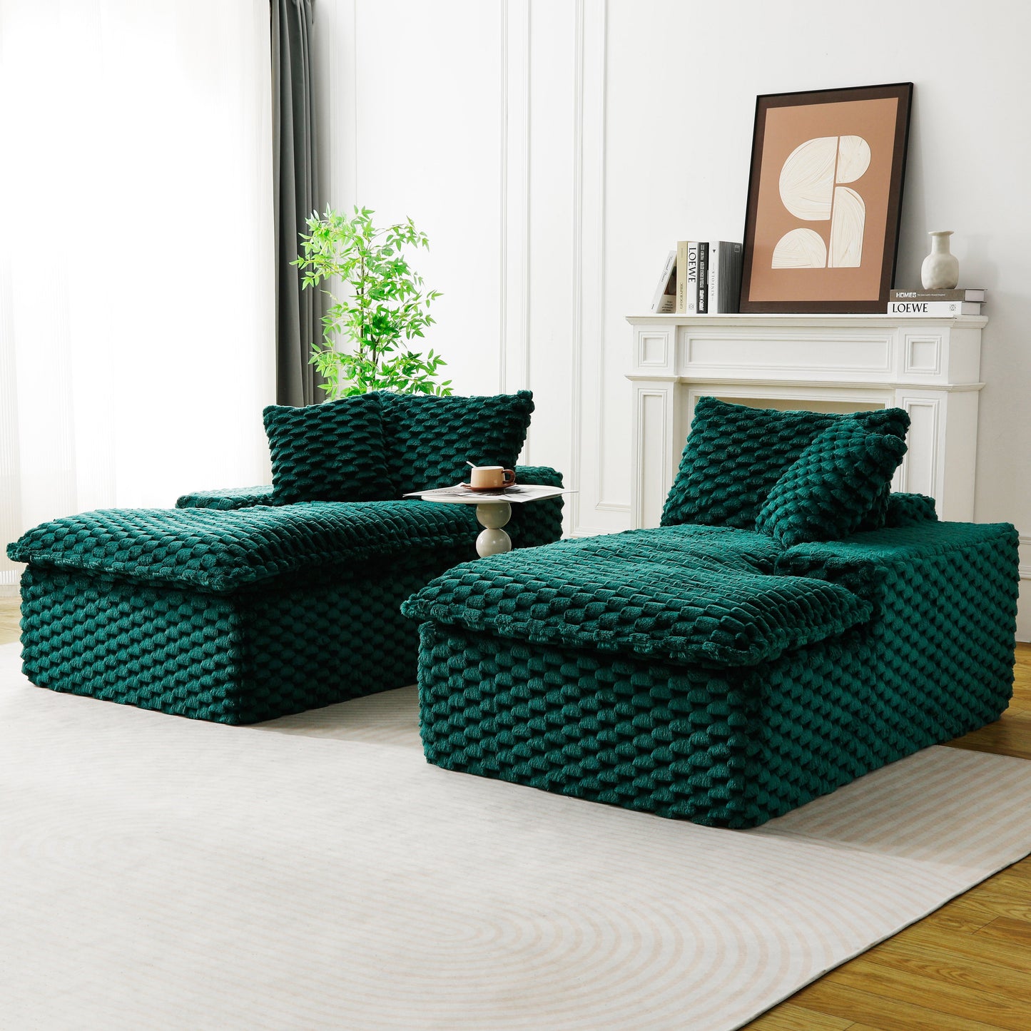 Green Turtle Velvet Double Chaise Lounge