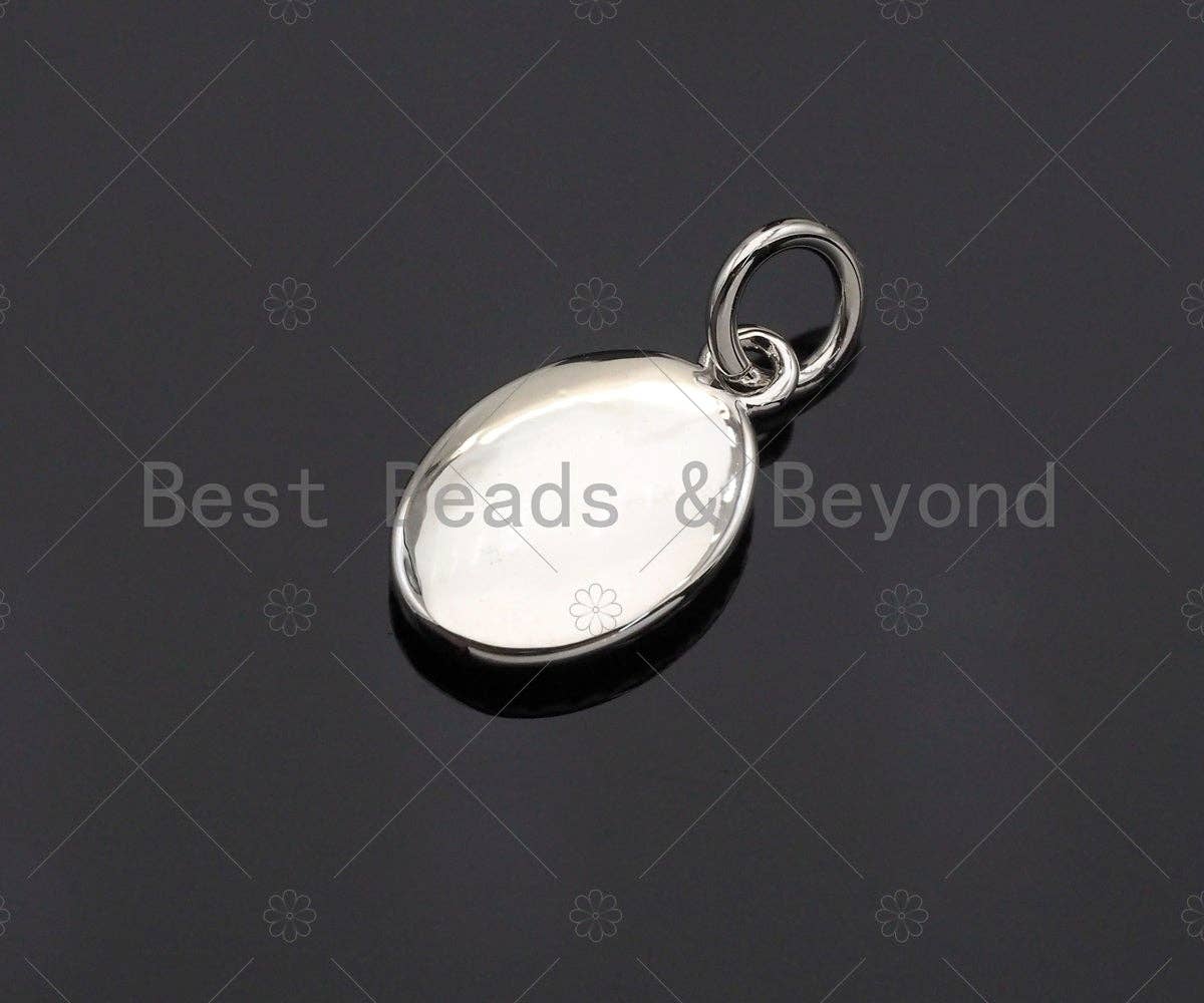 CZ Micro Pave Earth On Oval Shape Pendant/Charm, Oval Cubic Zirconia Global Pendant, Real Gold Plated,8x13mm,Sku#L314