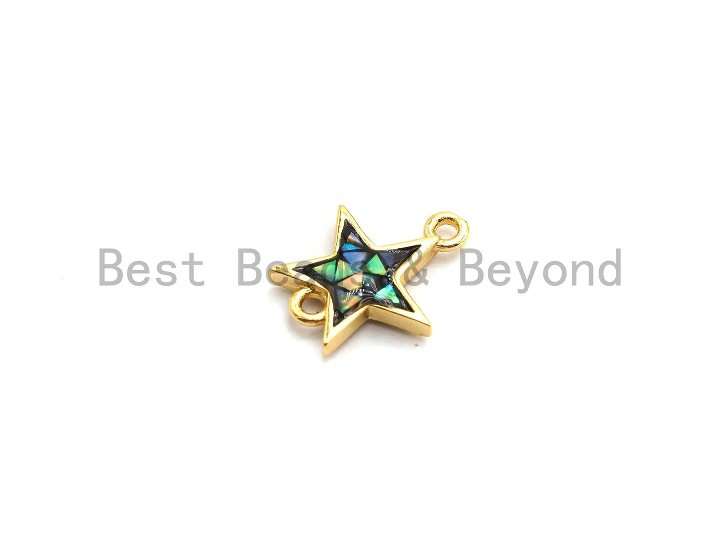 100% Natural Abalone Shell Five Star Connector, Gold/Silver Plated Abalone, Bracelet/ Necklace Making Connector, 11x13mm,SKU#Z299