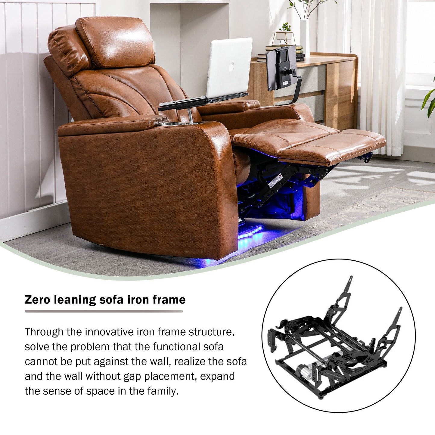 Power Motion Recliner Electric Power Recliner With USB Charging Port, Hidden Arm Storage, Convenient Cup Holder And tooth Speaker
