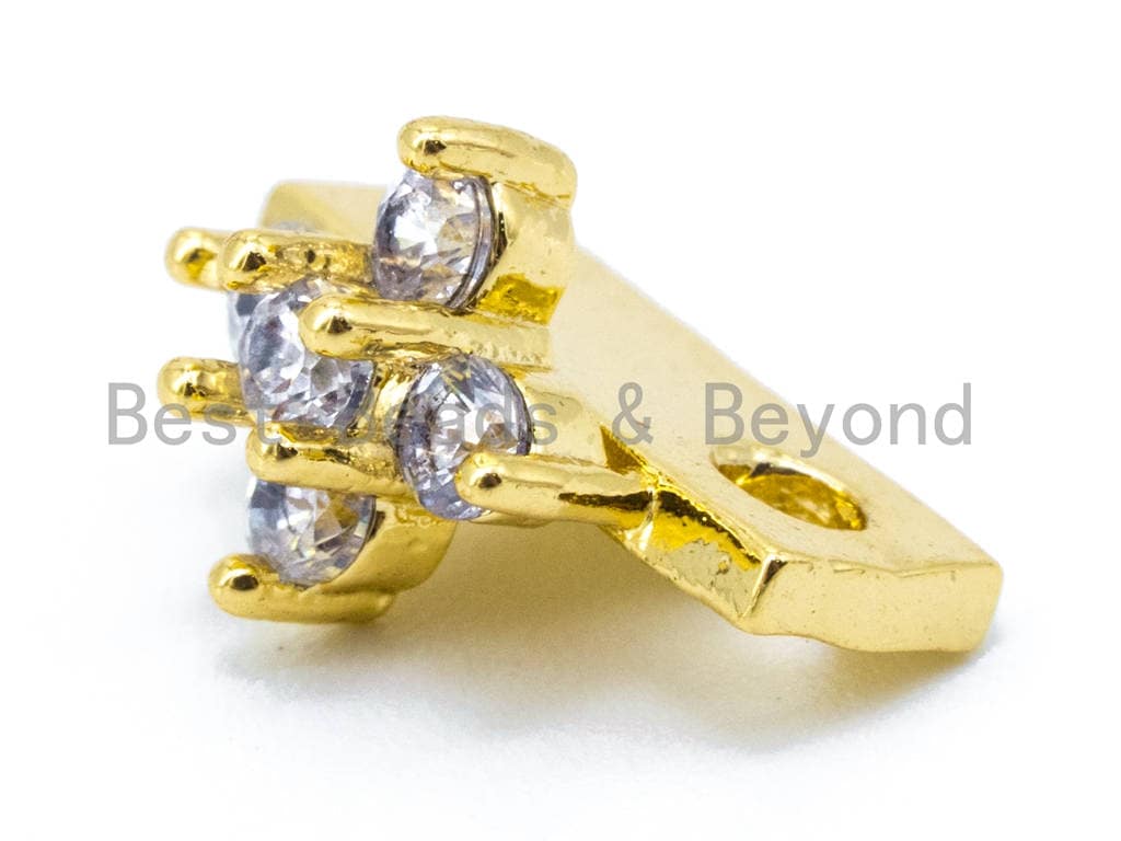 1pc Diamond Shaped Cubic Zirconia Space Beads,CZ Micro Pave Spacer Beads for double strand necklace bracelet making, 8x11mm, sku#G207