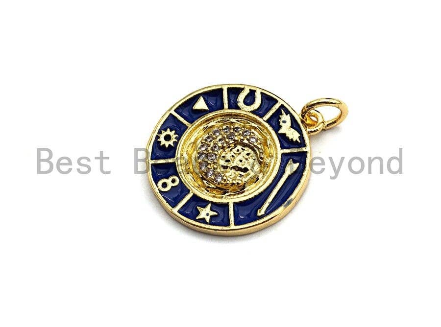 Blue White Enamel Round Disc Charms Pendant, Enamel Pendant,Round Enamel, Oil Drop jewelry Findings, 18x20mm,sku#Z378