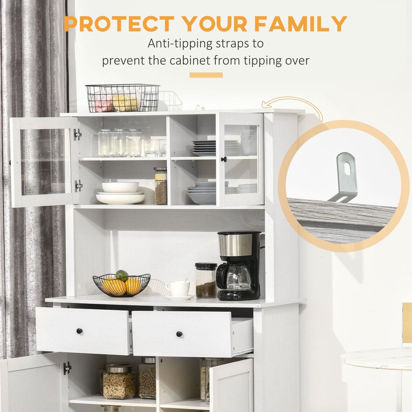 HOMCOM 63.5" Kitchen Buffet with Hutch