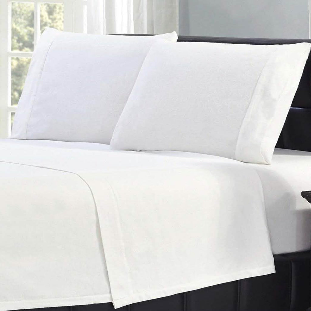 Bibb Home Ensemble de draps en flanelle 100 % coton de couleur unie