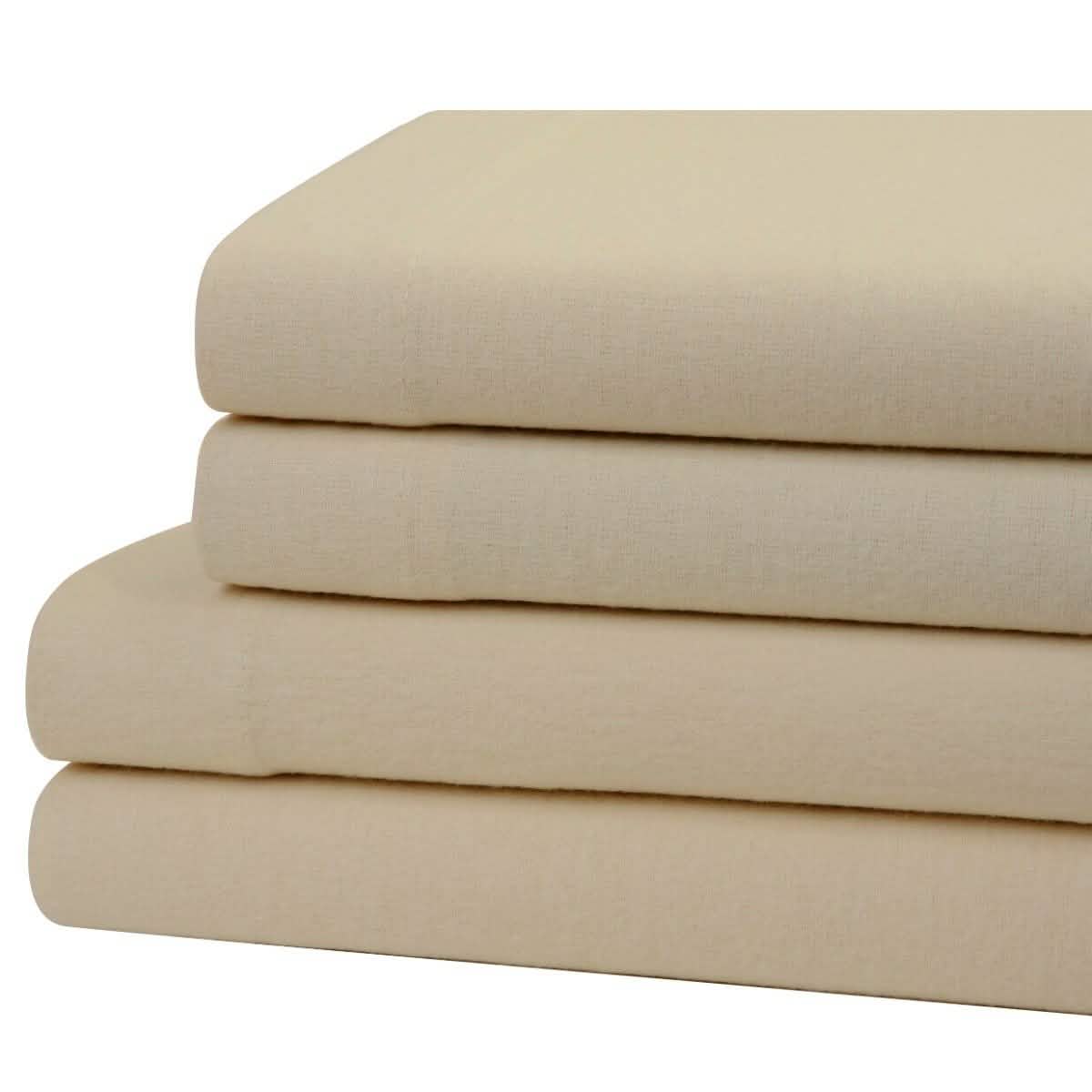 Bibb Home Ensemble de draps en flanelle 100 % coton de couleur unie