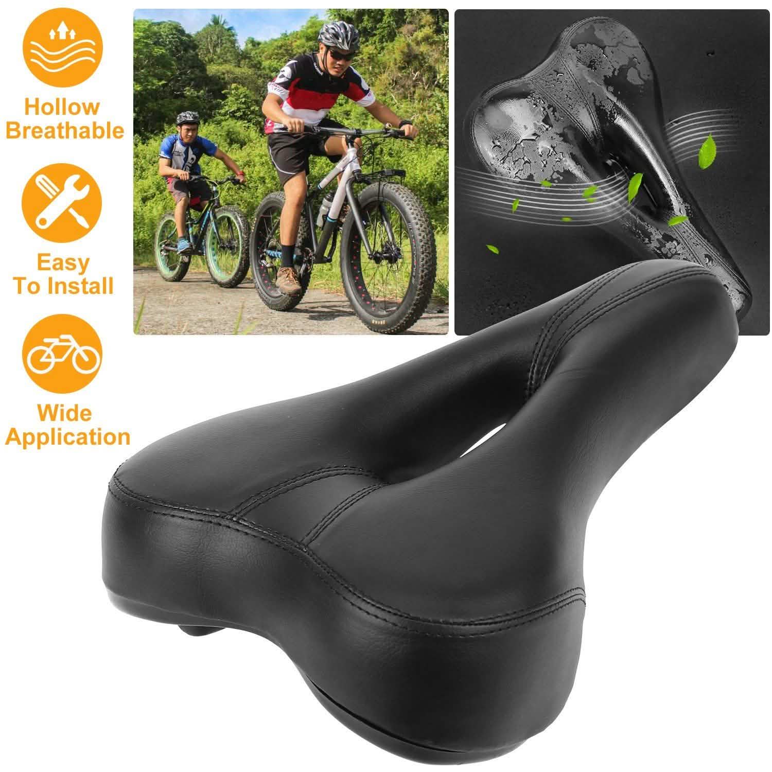 Selle de vélo rembourrée en cuir creux résistant à l'usure
