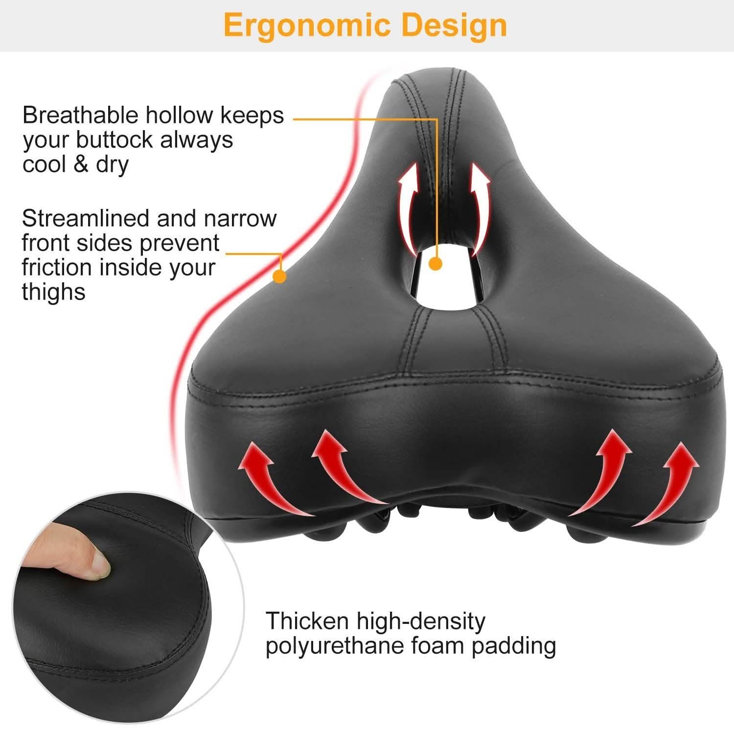 Selle de vélo rembourrée en cuir creux résistant à l'usure
