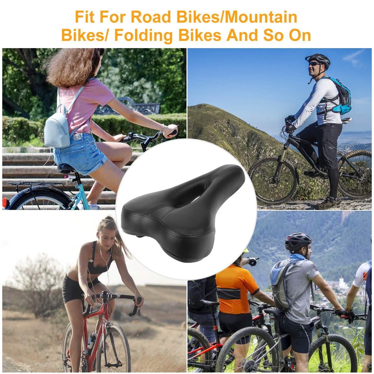 Selle de vélo rembourrée en cuir creux résistant à l'usure