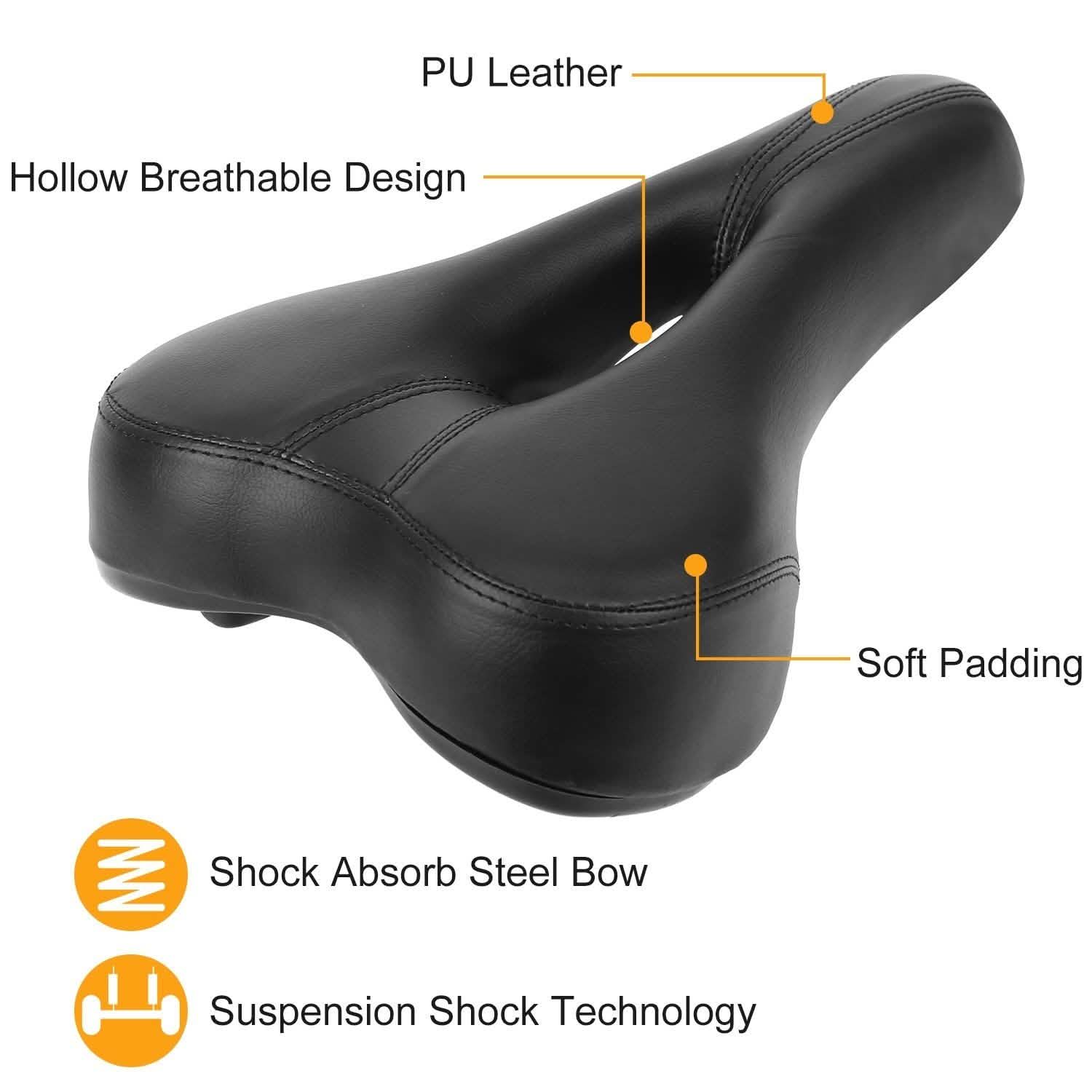 Selle de vélo rembourrée en cuir creux résistant à l'usure