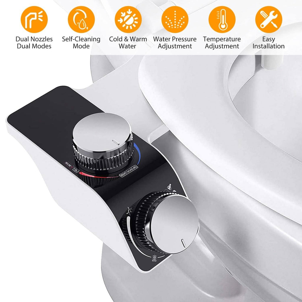 Accessoire Bidet Non Électrique Pulvérisateur d'Eau Douce avec Double Buse Autonettoyante