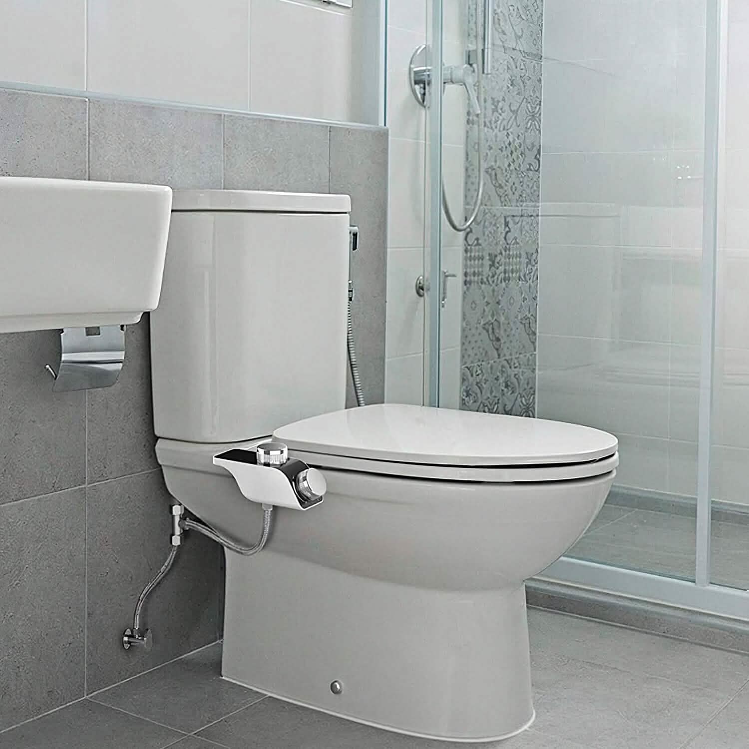 Accessoire Bidet Non Électrique Pulvérisateur d'Eau Douce avec Double Buse Autonettoyante