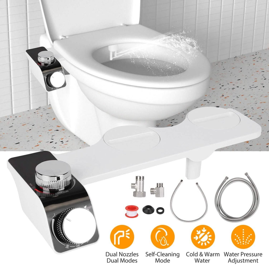 Accessoire Bidet Non Électrique Pulvérisateur d'Eau Douce avec Double Buse Autonettoyante