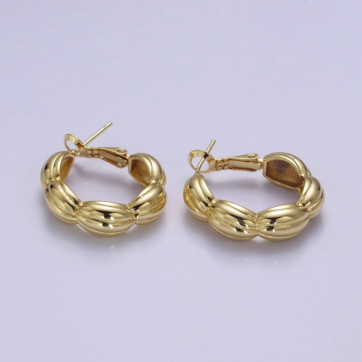 Big Chunky Gold Shell Hoop Earring V-109